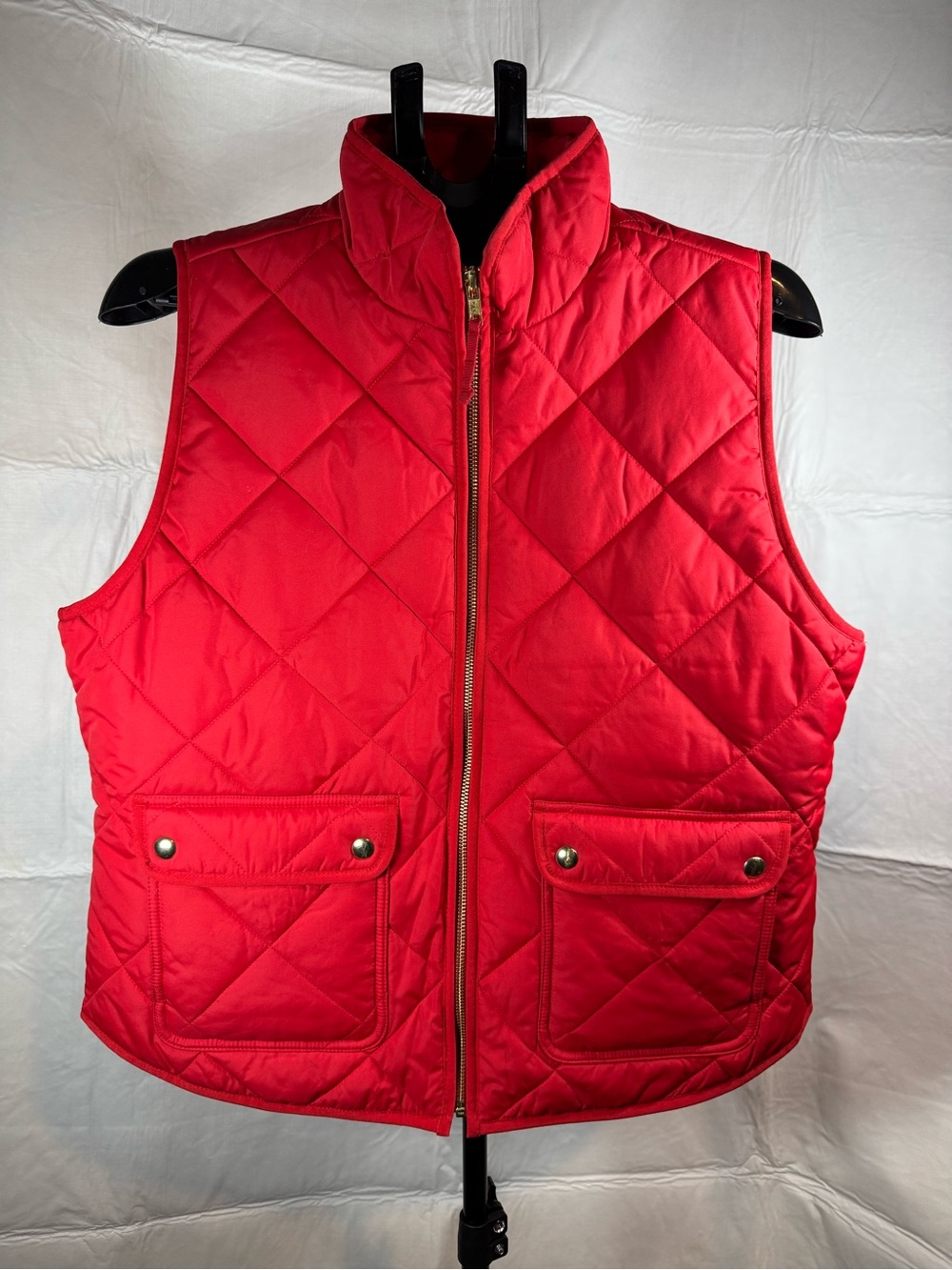 J. Crew Red Quilted Puffer Vest
